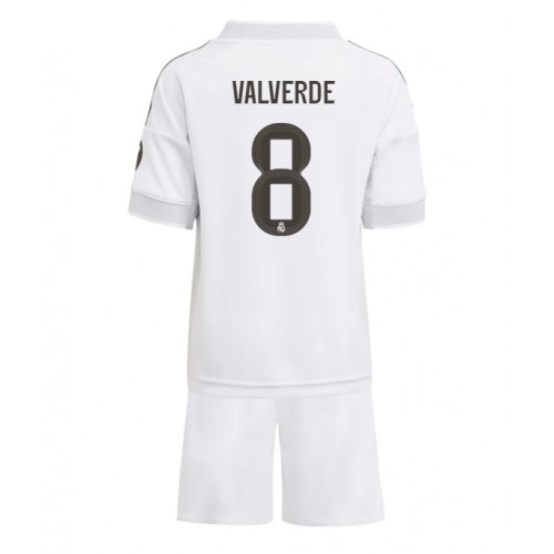 Real Madrid Federico Valverde #8 Hemmaställ Barn 2025-26 Kortärmad (+ Korta byxor)